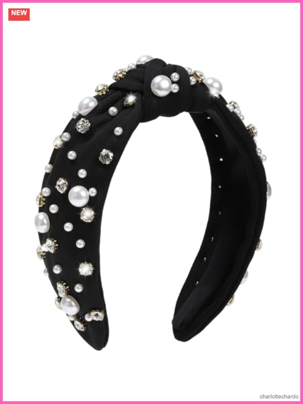 Pearl Knotted Headband Rhinestone Embellished Women Hair Accessory